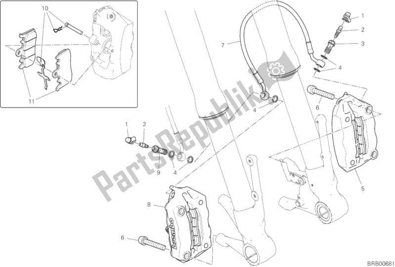 All parts for the Front Brake System of the Ducati Hypermotard 950 2019
